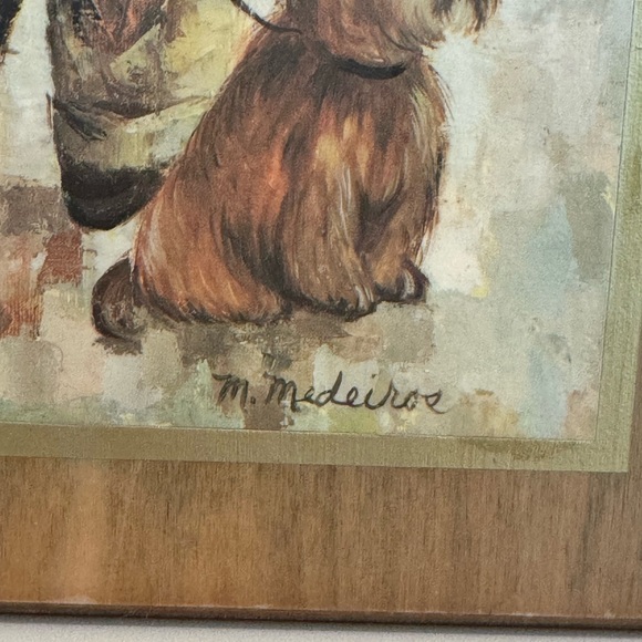 Mid Century Medeiros Girl with Cat and Boy with Dog Big Eye Wall Art - Picture 8 of 13